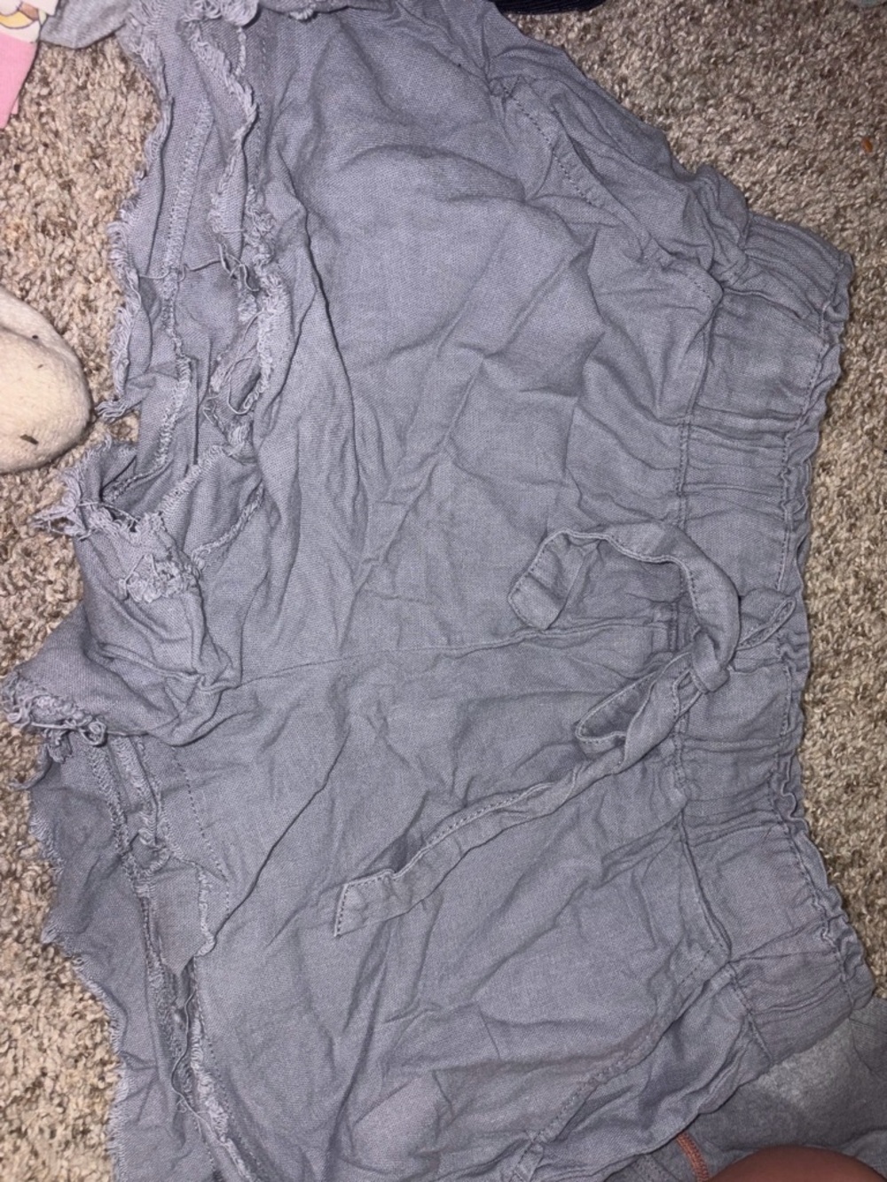 Rewash Light Gray Ruffle Waist Shorts